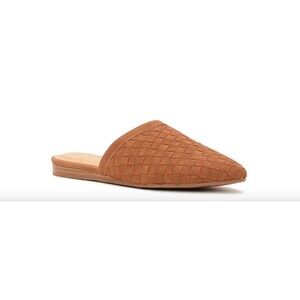 New Time and Tru Flat Women's 10 Cognac Woven Slip On Mules, 6